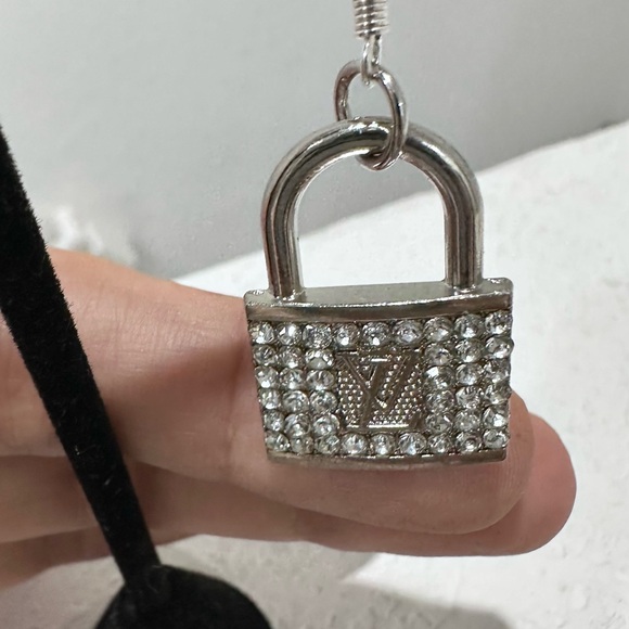 Louis Vuitton Crystal Silver Padlock Earrings - Picture 3 of 4